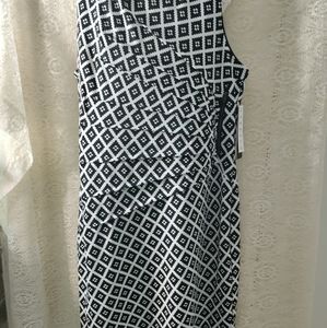 NWT ILE New York Black & White Native Print Stretch Dress Size 16
